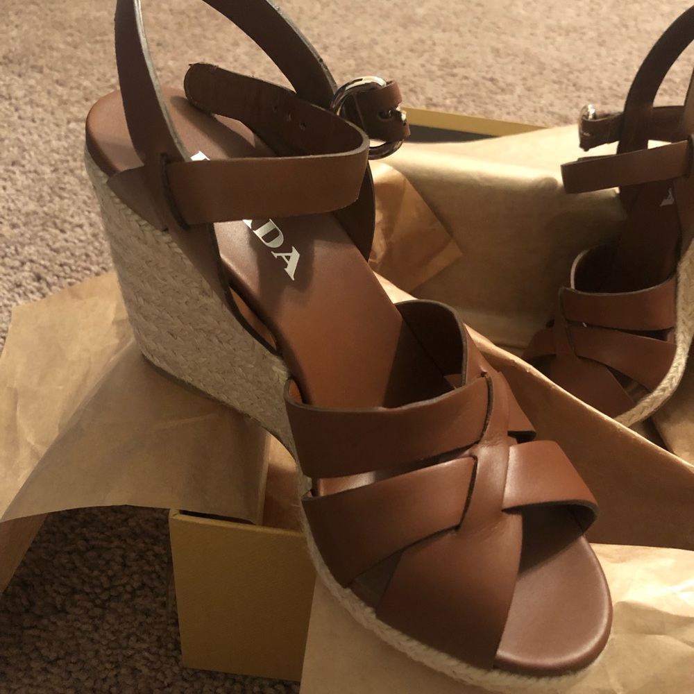 Womens Prada Rony Block Heel Sandal Size 7